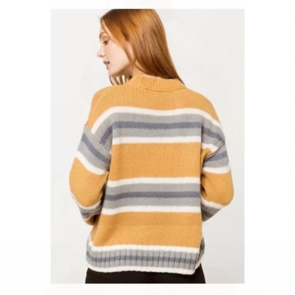 NWT Rip Curl Oversized Mock Neck Stripes Sweater Y2k Vintage Retro Vibe